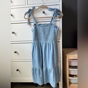 GAP Denim Smocked Mini Tie Straps Dress